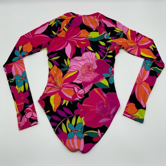 NWT Trina Turk Women’s Long Sleeve One Piece Zipper Floral Bathing Suit Medium - Picture 9 of 14